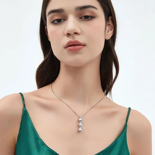 Miniatura 10 de Collar de perlas negras, blancas, doradas, grises para mujer, collar con colgante de plata esterlina, perlas cultivadas en agua salada auténticas