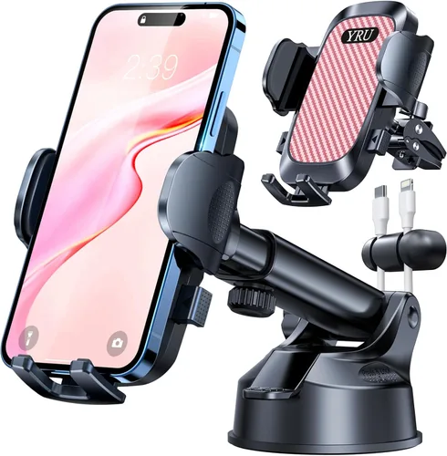 Miniatura 16 de YRU [True Upgrade for Safety Car Phone Holder Mount [Patent & Military-Grade] Dashboard Cell Phone Holder for Car Vent Windshield Phone Stand for