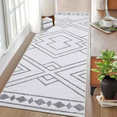 Miniatura 14 de FairOnly Alfombra bohemia de 2 x 6 pies, alfombra moderna marroquí geométrica para pasillo, alfombra lavable para interiores, antideslizante