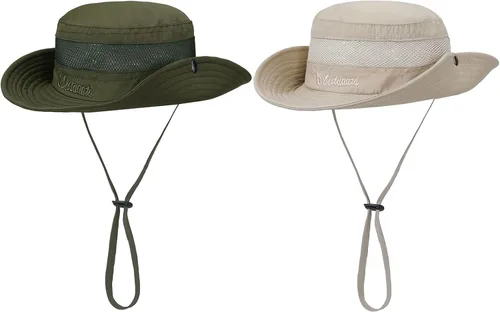 Miniatura 18 de Sombrero de sol para niños con protección solar UPF 50+, sombrero de pescador para niños y niñas, ala ancha, verano, playa, pesca, safari, sombrero
