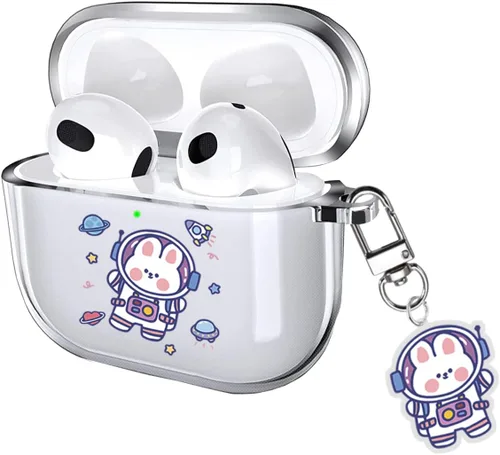 Miniatura 9 de Funda para AirPods 4 2024 con mosquetón de llavero, funda transparente para AirPods 4, diseño de anime, funda suave con adornos para niños, niñas