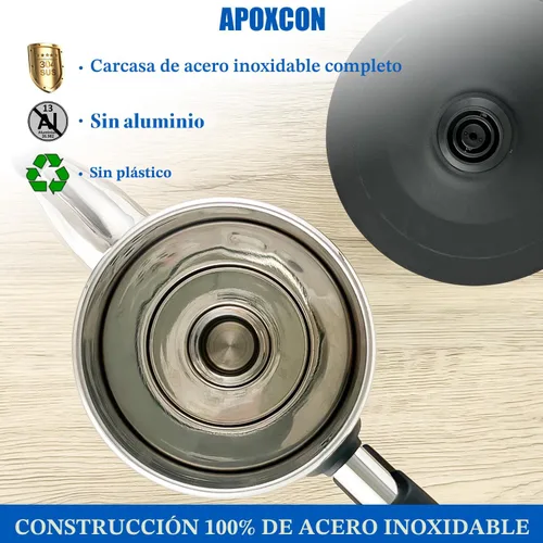 Miniatura 3 de APOXCON Cafetera eléctrica de acero inoxidable con perilla de progreso de preparación transparente, botón de vidrio resistente y interruptor