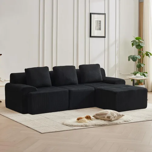 Miniatura 53 de Modular Sectional Sofa with Movable Ottoman, 1 Seat Deep Seat Couch with 1 Pillow, Comfy Cloud Sectional Sofa for Living Room, Bedroom and Apartment