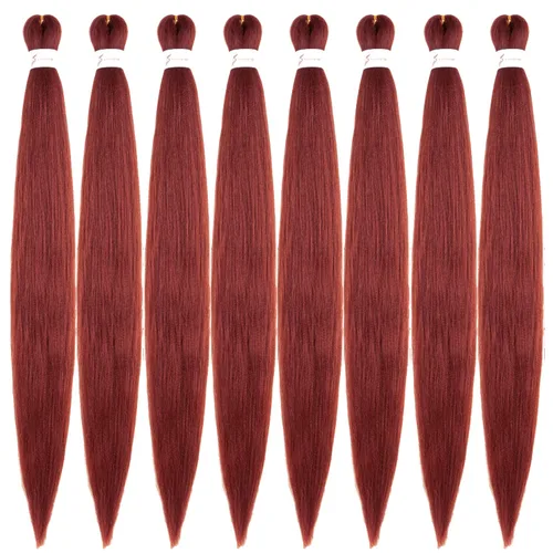 Miniatura 8 de Cabello trenzado preestirado de 24 pulgadas, 8 paquetes de extensiones de cabello sintético de fácil trenzado sintético profesional suave textura #1B