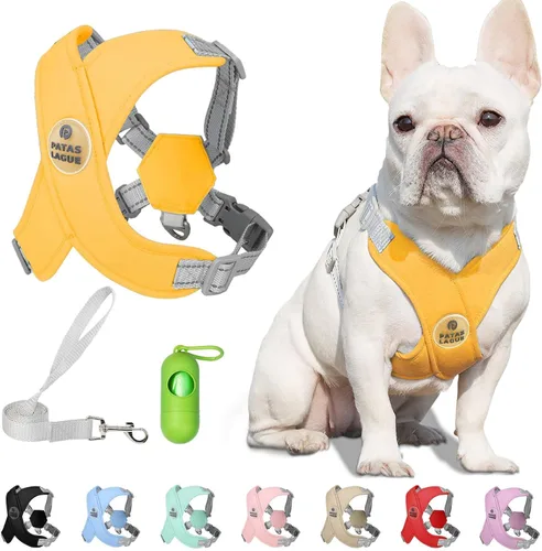 Miniatura 11 de Patas Lague Juego de arnés para perro con correa, ajustable, suave, acolchado, chaleco de entrada para perro, sin estrangulamiento, sin tirones