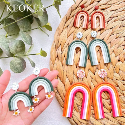 Miniatura 2 de Keoker Juego de guía de arco iris acrílico de arcilla polimérica, aretes de arcilla polimérica, suministros de joyería, 3 tamaños de arete