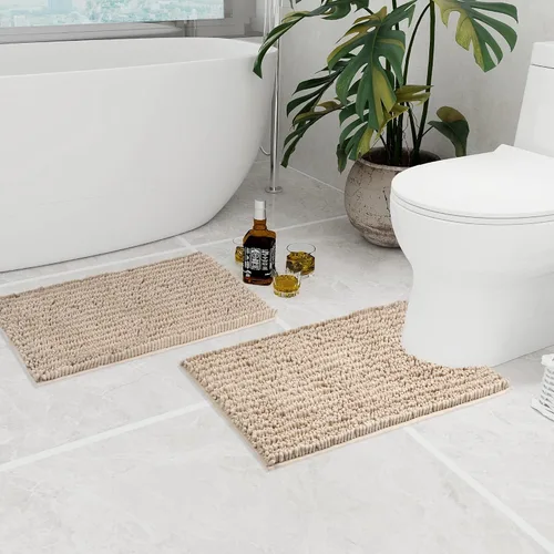 Miniatura 265 de Walensee Alfombra de baño antideslizante (24x17 pulgadas, rosa polvoriento) absorbente de agua, súper suave, lanuda de felpilla, lavable a máquina