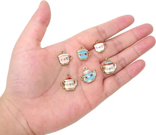 Miniatura 6 de Honbay 30 dijes de metal para taza de té, dije chapado en plata antigua, taza de café, hallazgos de joyería para bricolaje, collar, aretes, pulsera