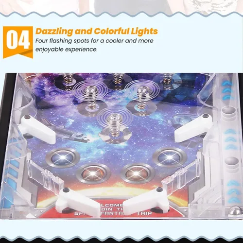 Miniatura 4 de Rasul Mini juegos de pinball, máquina electrónica de pinball de mesa, juguete de disparo para sala de juegos interior con luz y marcador, juego