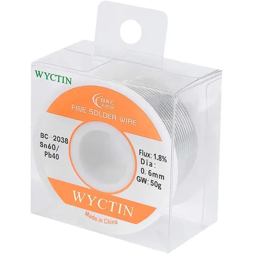 Miniatura 8 de 60 – 40 alambre de estaño y plomo con núcleo de resina para soldadura eléctrica y manualidades 0.0236 pulgadas (0.6 mm) 0.11 lb. Plateado