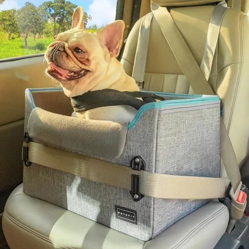 PETSFIT Asientos de coche para perros pequeños – Hebillas de seguridad patentadas – Correa de seguridad – Asiento plegable elevador para perro de