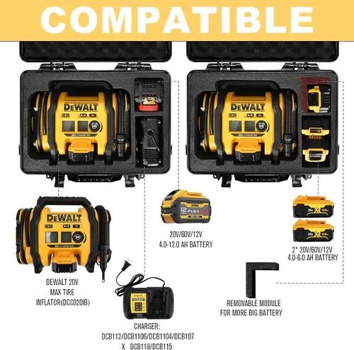 Miniatura 2 de LOTOCASE Estuche rígido para compresor de aire compatible con el inflador de neumáticos DEWALT 20V MAX DCC020IB, bolsa de transporte