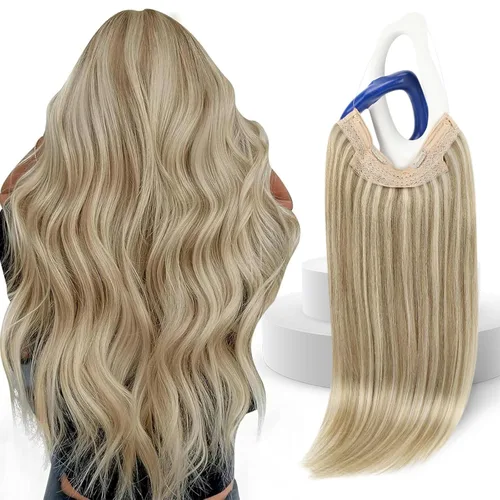 Miniatura 10 de Sunny Hair - Extensiones de cabello humano con banda invisible, color rubio platino (#60), 20 pulgadas