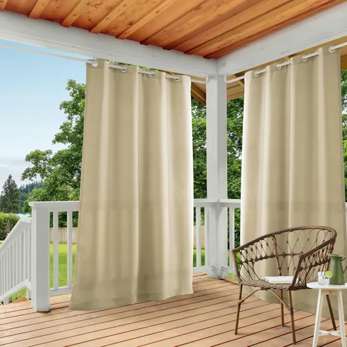 Miniatura 33 de TOWN & COUNTRY BASICS Cabana Cortinas Sólidas de Peso Pesado para Interiores y Exteriores, Opacidad de Filtrado de Luz con Ojales en la Parte Verde