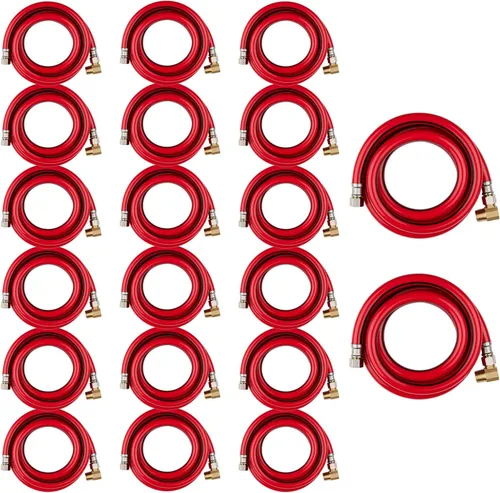 Miniatura 25 de Paquete de 1 manguera Foskan de acero inoxidable para lavavajillas de 4 pies con compilación de 3/8 pulgadas x 3/8 pulgadas MIP 90° codo, conector