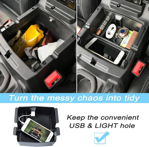 Miniatura 6 de Bandeja organizadora de consola central de 3 piezas, compatible con Wrangler 2018-2025 y 2020-2023 2024 2025, organizador de cambios de engranajes