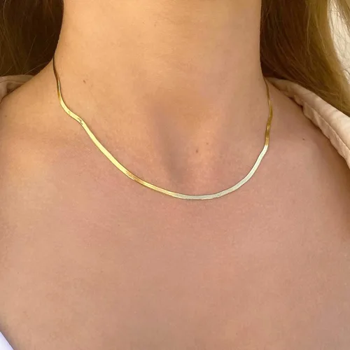 Miniatura 3 de JoycuFF Collar de oro para mujer, delicado collar de gargantilla en capas para mujer, caja de clip de serpiente, cuerda Figaro, collar de cadena