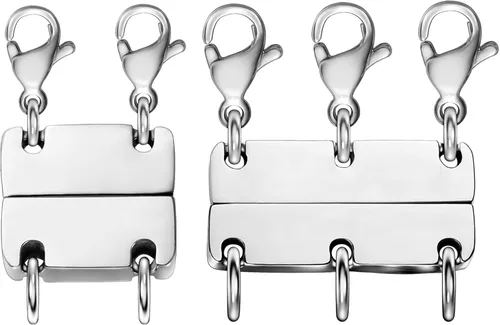 Miniatura 11 de Cierre de capas de collar con cierre magnético para joyas, separador de oro y plata para collares y cadenas apilables 4 piezas oro y plata