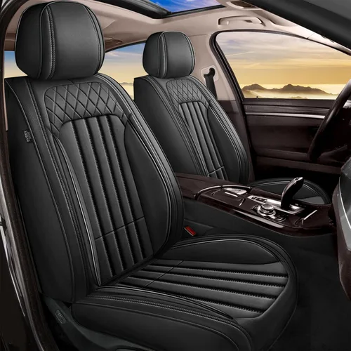 Miniatura 23 de Juego de fundas de asiento de automóvil para GMC Canyon 2015-2025, juego de fundas de asiento delantero de cuero con soporte lumbar, protector