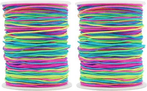 Miniatura 17 de Cordón Elástico Blanco, 328 Pies 2mm de Hilo Elástico para Pulsera, Collar, Fabricación de Joyería, Cuentas y Manualidades