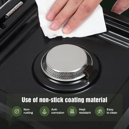 Miniatura 5 de Dollate Estufa de camping de 2 quemadores con bolsa de transporte, estufa de propano portátil de 16000 BTU para camping, estufa de camping plegable