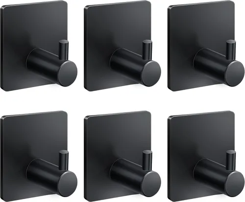 Miniatura 4 de xdgeLoad Ganchos de toalla para baño, paquete de 5 ganchos adhesivos plateados de pared, acero inoxidable mate, para pegar, toalla colgante, abrigo