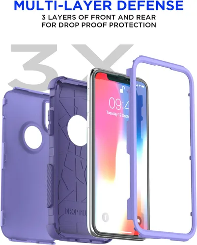 Miniatura 8 de AICase Funda resistente para iPhone X/XS, resistente de 3 capas de protección de grado militar, a prueba de golpes y caídas, para iPhone X/XS de 5.8
