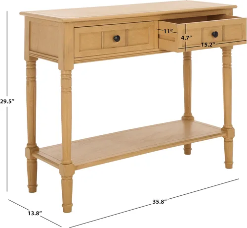 Miniatura 3 de SAFAVIEH Muebles Samantha - Mesa consola de 2 cajones - Camel - Madera maciza - Diseño clásico de almacenamiento - Ideal para entrada, sala