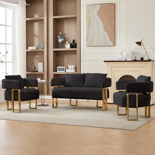 Miniatura 4 de YITAI Sofá Loveseat Moderno Sillas de Acento sin Ruedas, Sillas Laterales para Sala de Estar con Patas de Metal Dorado, Sillones de Lectura