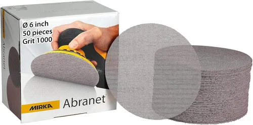 Miniatura 10 de Mirka Abranet - Discos de papel de lija de malla, 6 pulgadas, arenilla 120 almohadillas de lijado de red de gancho y bucle para lijado sin polvo