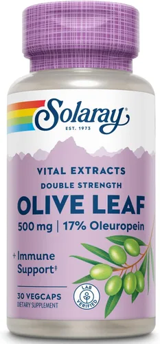 SOLARAY Potencia garantizada Extracto de hoja de olivo de doble fuerza, tapa vegetal (Btl-plástico) 500mg | 30ct