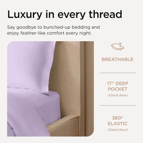 Miniatura 34 de Threadmill Sábanas de Lujo de Algodón Supima, Sábanas de 100% Algodón Suave de 1200 Hilos de Lujo para Cama de Tamaño Completo, Juego de 4 Sábanas