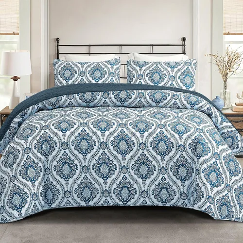Miniatura 22 de Exclusivo Mezcla Edredones/Colchas Reversibles Bohemias Tamaño King, Colchas Azul Marino Ligeras Cubrecama para Todas las Estaciones Edredón