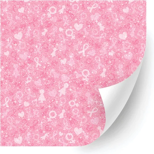 HTV4U Vinilo de transferencia de calor con estampado de concienciación sobre el cáncer de mama con purpurina (cinta rosa bebé, 12 x 12 pulgadas),