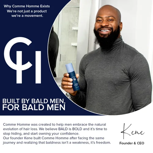 Miniatura 6 de Comme Homme Paquete de cuidado del cuero cabelludo definitivo para hombres calvos, rutina de 3 pasos con lavado del cuero cabelludo, exfoliante e