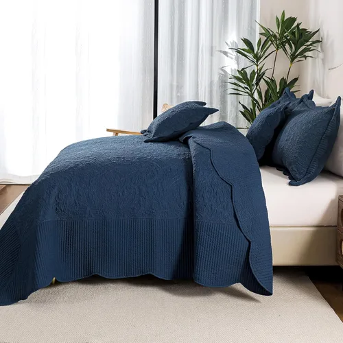 Miniatura 316 de HoneiLife - Juego de colcha de tamaño Queen, juego de ropa de cama de pana bordada de 3 piezas, colcha de lujo, ligera, cálida, para todas las Pana