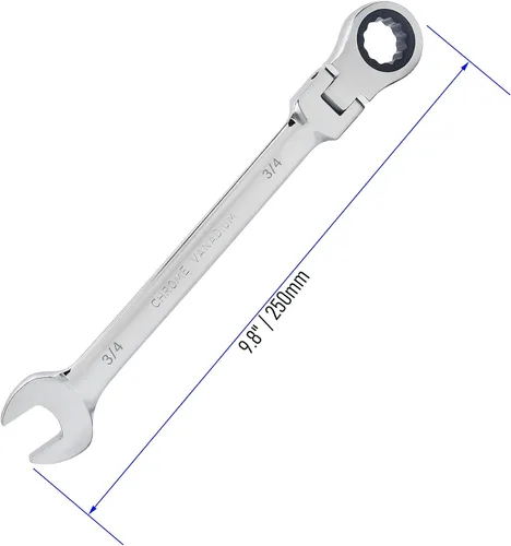 Miniatura 2 de Llave combinada de trinquete de cabeza flexible de 3/4 pulgadas SAE 72 dientes de 12 puntos de trinquete de caja de trinquete y herramientas
