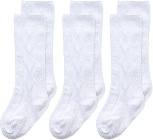 Mini angel Calcetines altos hasta la rodilla para bebé, calcetines largos de punto trenzado, calcetines de algodón sin costuras, para recién 5 pares