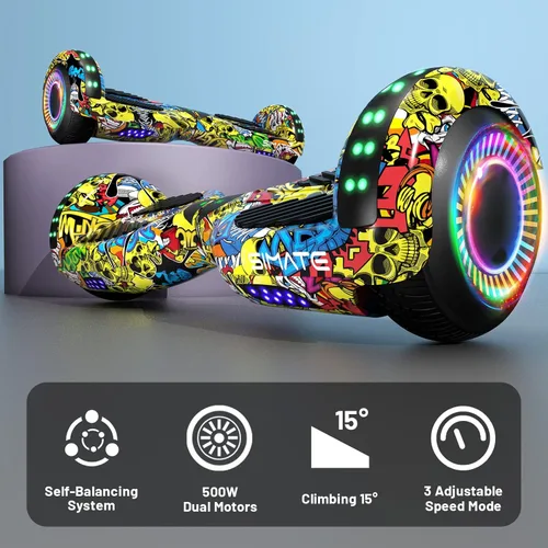 Miniatura 3 de SIMATE Hoverboard - Aeropatineta Bluetooth todo terreno con luces LED y control de aplicación, regalos para niños, adultos, niñas, niños, para todas