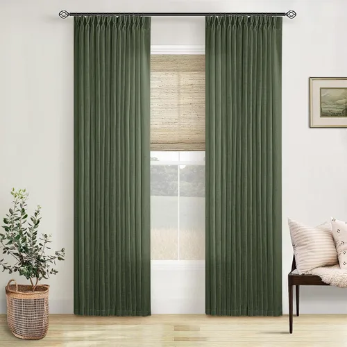 Miniatura 178 de Cortinas de lino natural con pliegues fruncidos de 120 pulgadas de largo para sala de estar, cortinas plisadas con ganchos y lengüeta trasera