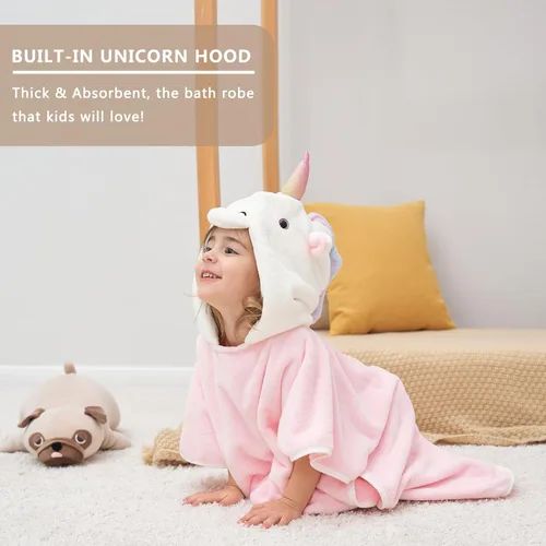 Miniatura 5 de PINNKKU Toalla con capucha de unicornio 3D, toalla de baño ultrasuave y absorbente para bebés, bebés, niños pequeños y niños, toallas de poncho