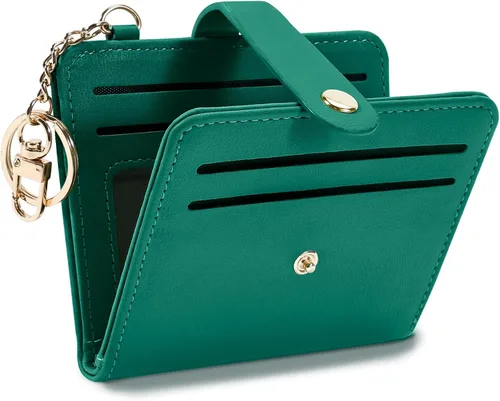Miniatura 14 de Airkit Billeteras pequeñas para mujer, con bloqueo RFID, de cuero, con ventana de identificación, carteras para tarjetas para mujer, con monedero
