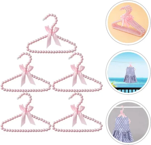 Miniatura 9 de Toddmomy Perchas para bebés, 5 piezas de perlas, perchas para ropa con cuentas, perchas para ropa de vestir y pantalones, perchas para armario