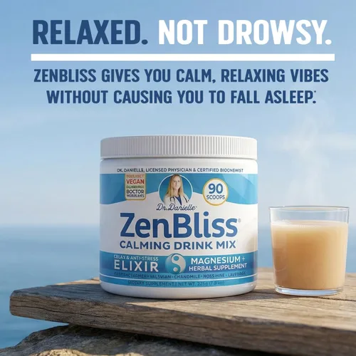 Miniatura 4 de Zenbliss - Mezcla de bebida calmante de magnesio para relajación y comodidad muscular, suplemento de magnesio en polvo para apoyo al estrés, por