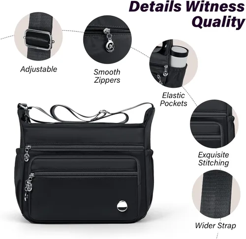 Miniatura 5 de Bolsos cruzados para mujeres, espaciosos con múltiples bolsillos, bolso de hombro para damas, cartera cruzada de moda tipo tote con asa superior