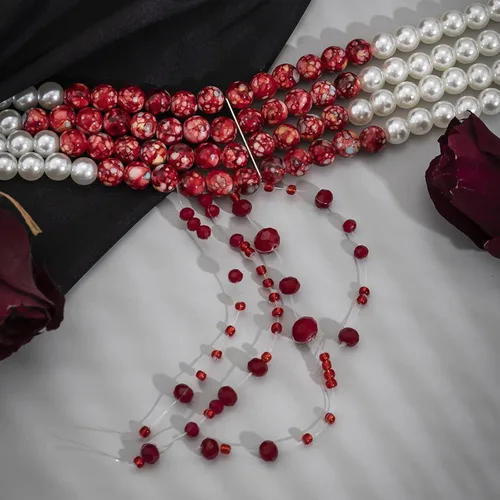 Miniatura 6 de Collar de perlas de sangre para mujer, collar de sangre para disfraz de vampiro, joyería de goteo, gargantilla de perlas, disfraz de fiesta