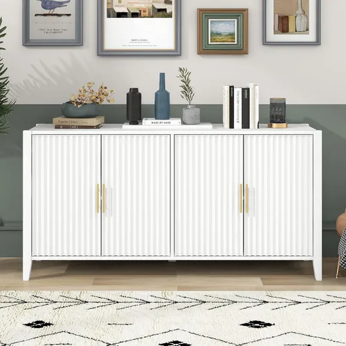 Miniatura 24 de Mesa consola clásica de 63 pulgadas con 4 cajones de almacenamiento y 1 estante, aparador de madera para sala de estar, pasillo, entrada, cocina