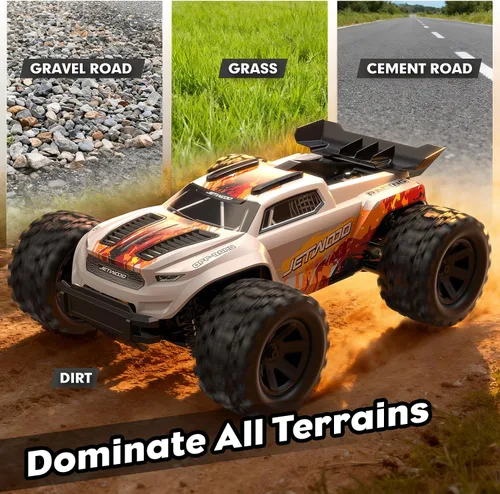 Miniatura 6 de Jetwood Auto de control remoto rápido 1:18, camión Hobby Monster RC de 36 KPH con control de radio de 2.4 GHz, auto RC todo terreno para adultos