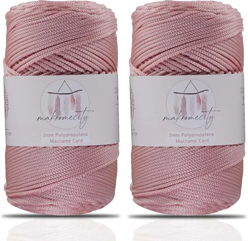 Miniatura 51 de Makromecity, 2 carretes de cordón de macramé de poliéster de 2 mm x 250 yardas (750 pies) de 2 mm de cordón de polipropileno para macramé, ideal