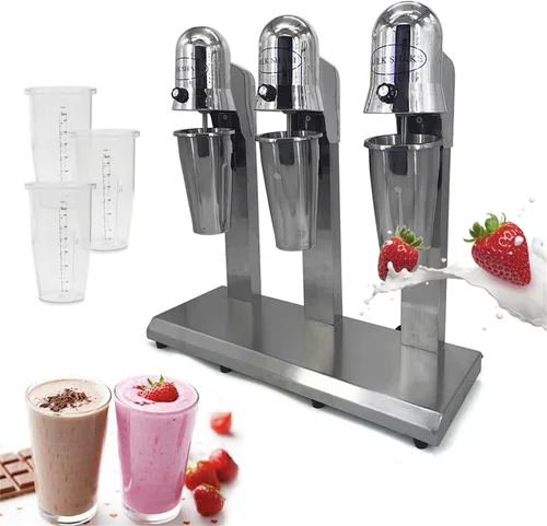 Máquina de batido, máquina eléctrica para hacer batidos, comercial de 3 cabezales, batido de helado, mezclador de bebidas de acero inoxidable con 3